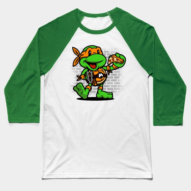 Vintage Michelangelo Baseball T-Shirt by harebrained